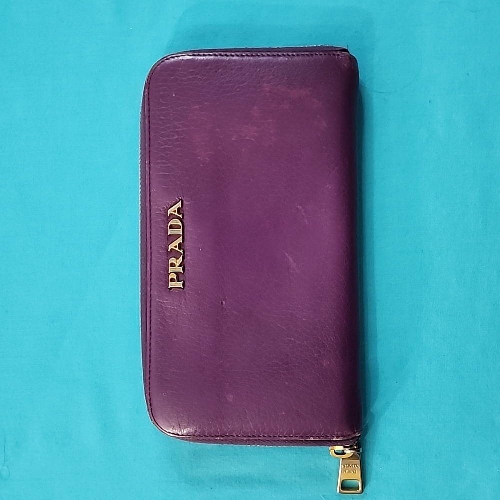 Prada Logo Zip Around Purple wallet
